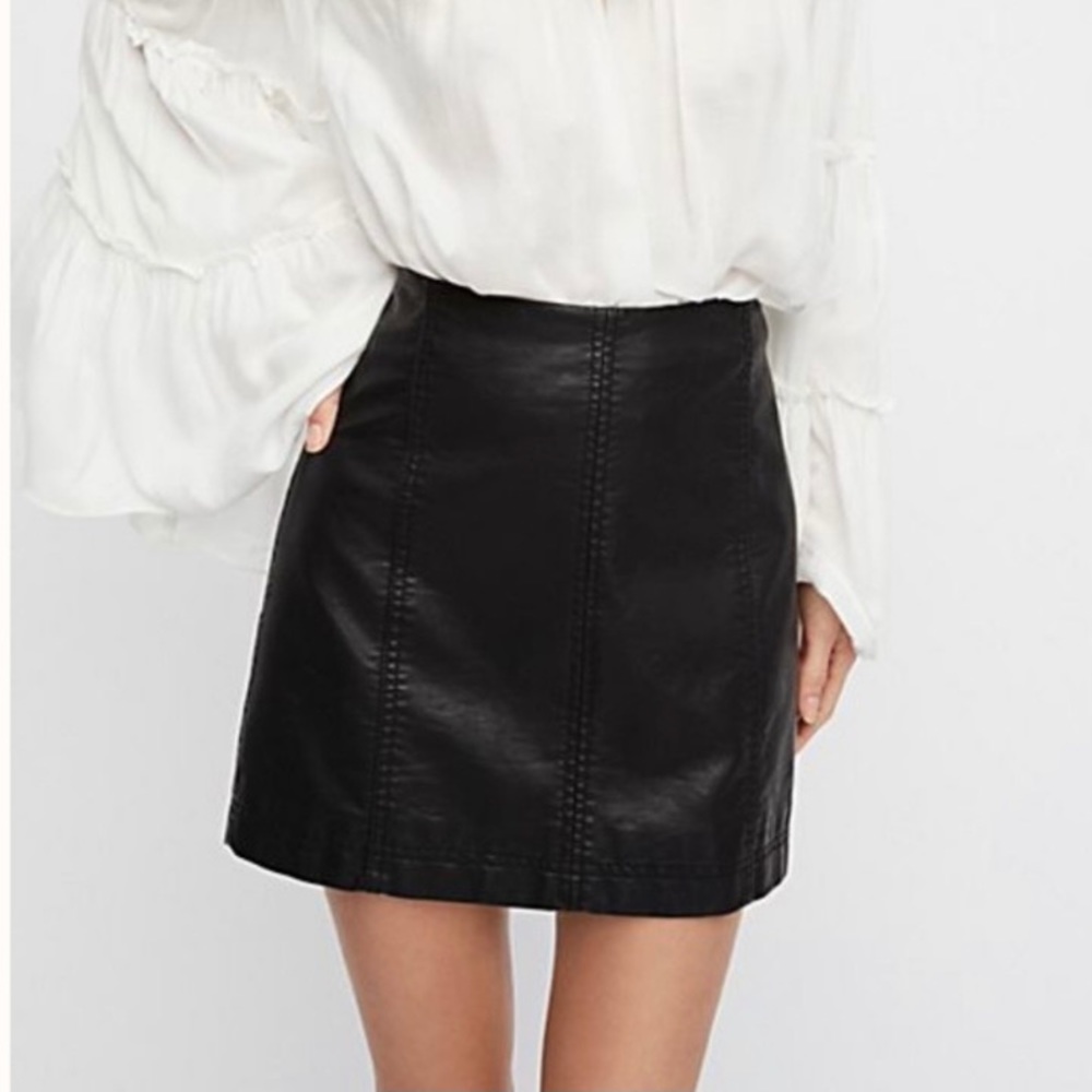 Modern Femme Vegan Leather Mini Skirt in Black